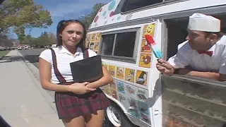 In the ice cream truck the student is fucked through